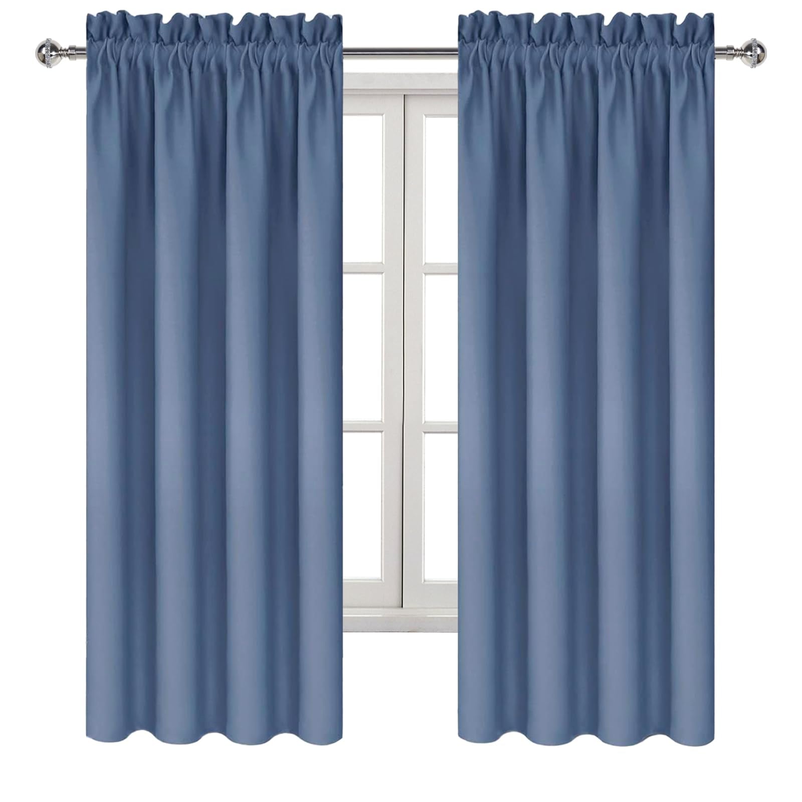 DWCN dusty blue blackout curtains create a dark cozy ambience