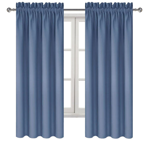 DWCN dusty blue blackout curtains create a dark cozy ambience