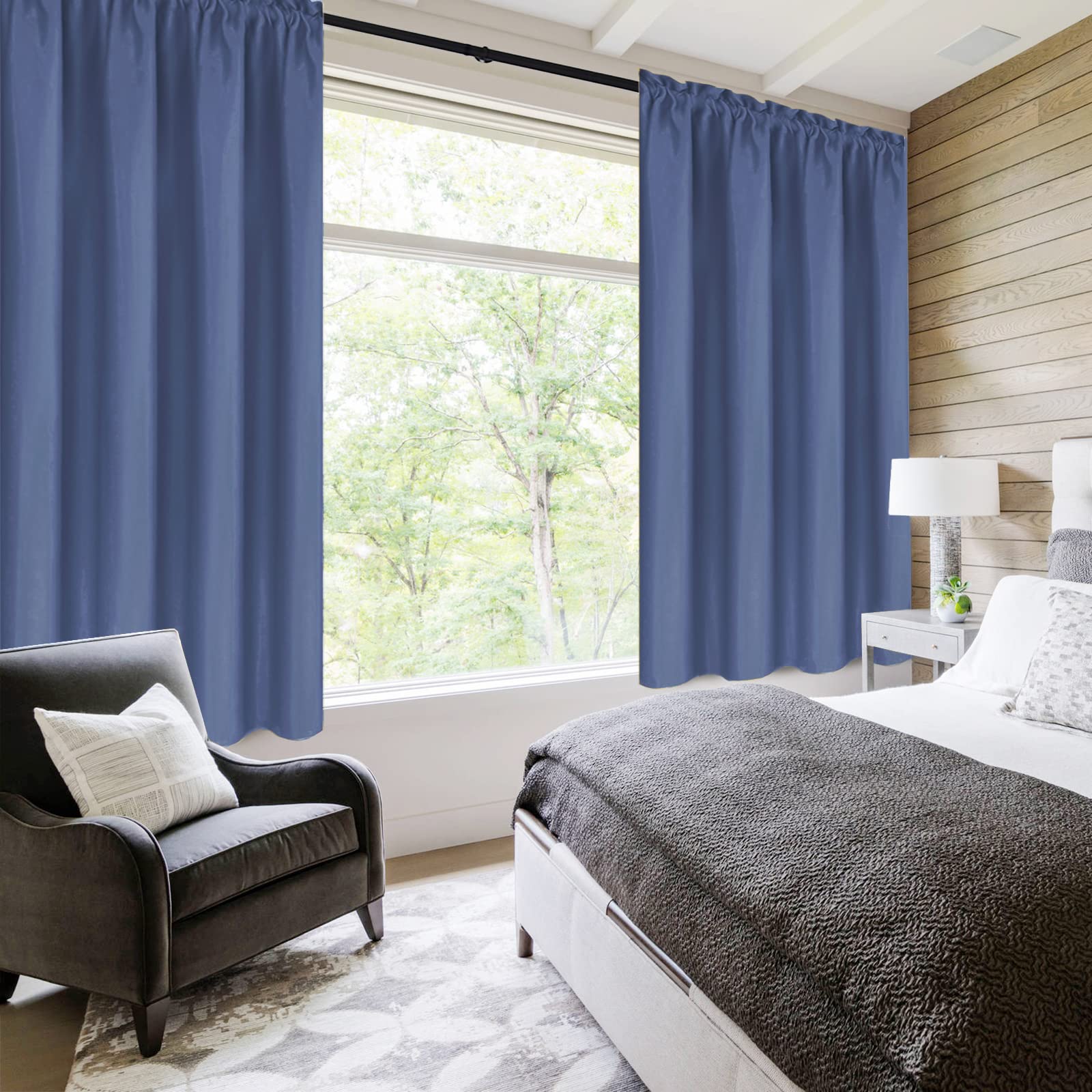 DWCN dusty blue blackout curtains close-up light-blocking fabric for privacy