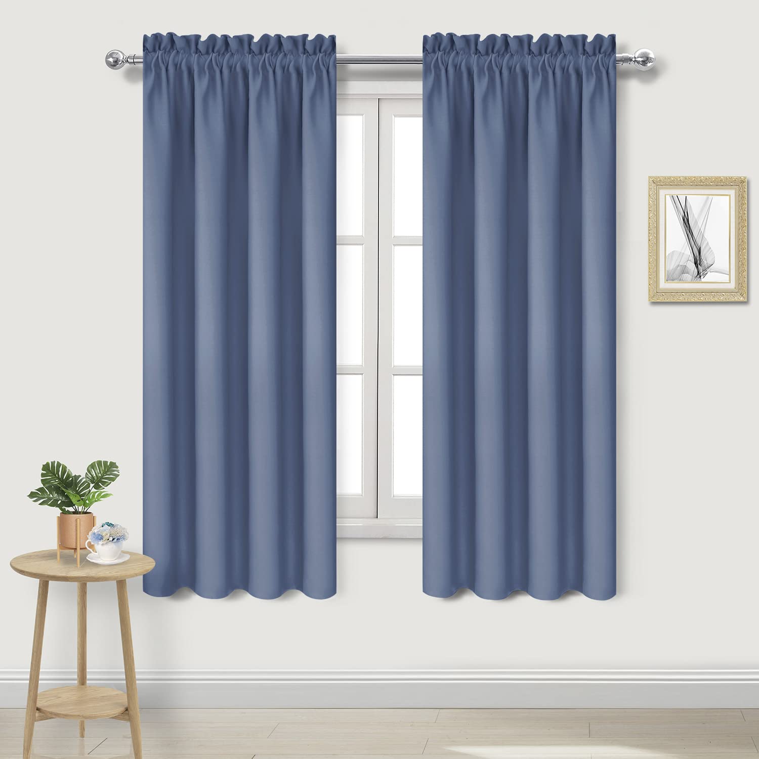 DWCN dusty blue blackout curtains in room setup block light for calmer mornings