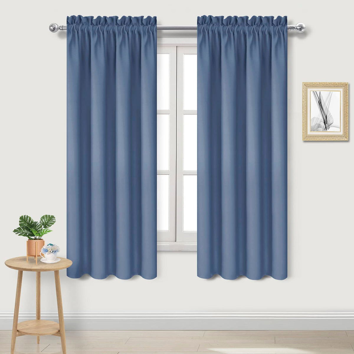 DWCN dusty blue blackout curtains in room setup block light for calmer mornings