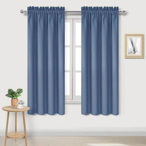 DWCN dusty blue blackout curtains in room setup block light for calmer mornings