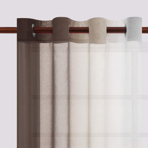 DWCN gradient grommet-top panel in chocolate brown elevates window décor.