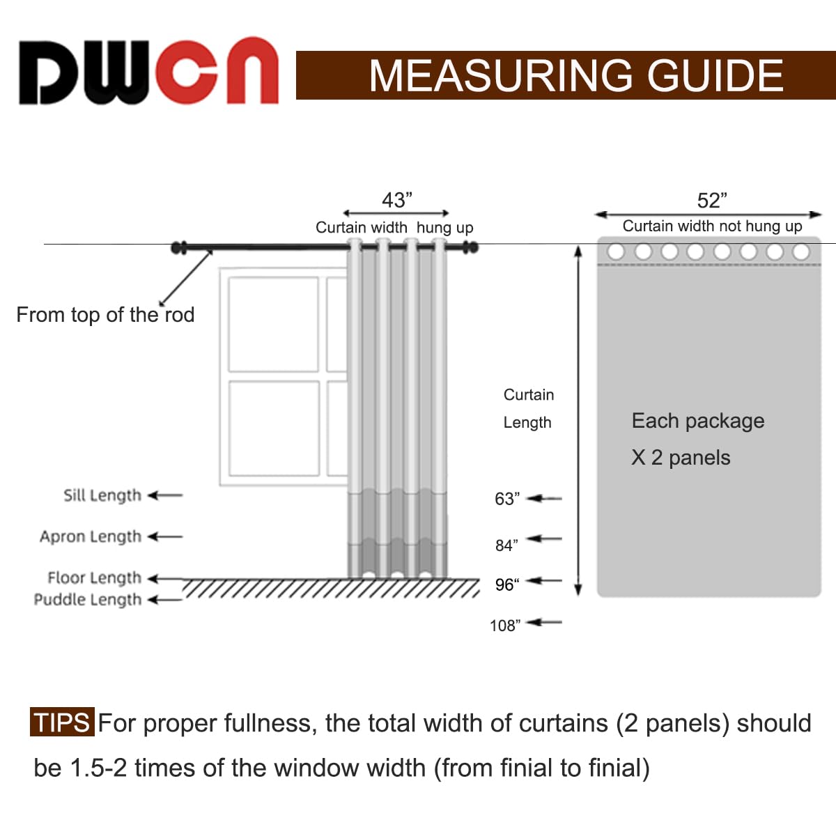 DWCN versatile ombre panels pair with other drapes for layered styling.