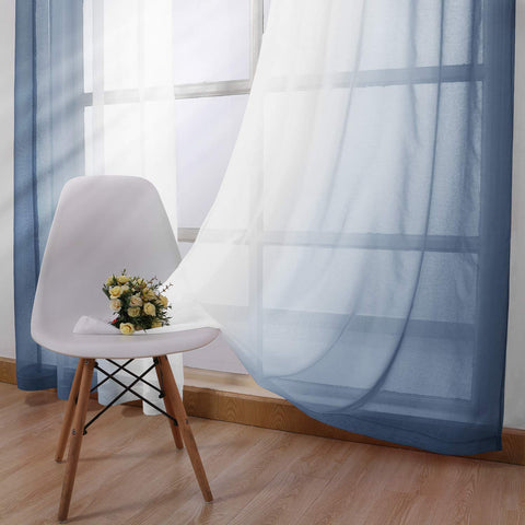 DWCN grommet-top denim ombre curtains for easy hanging.