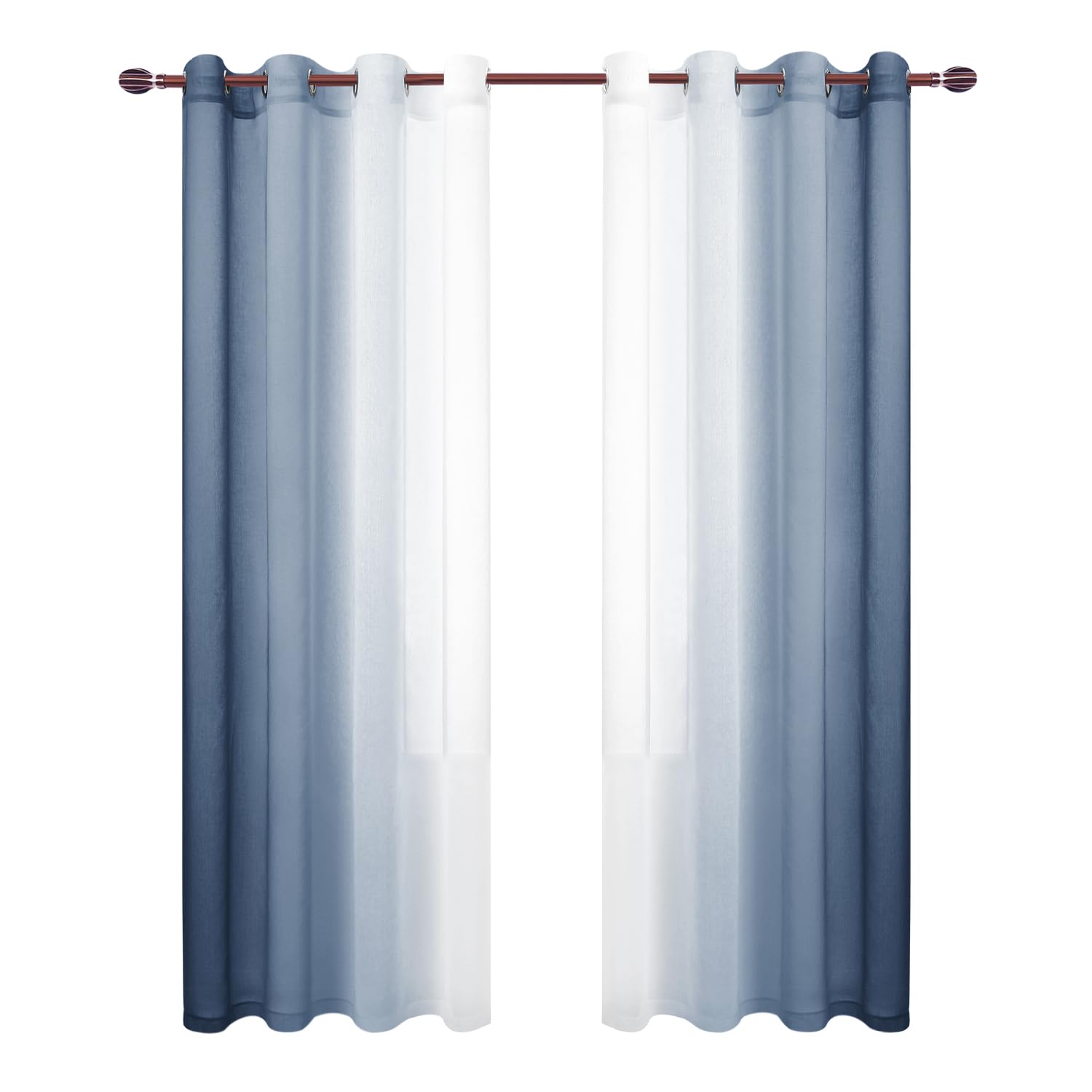DWCN light-filtering denim ombre curtains brighten rooms with softness.
