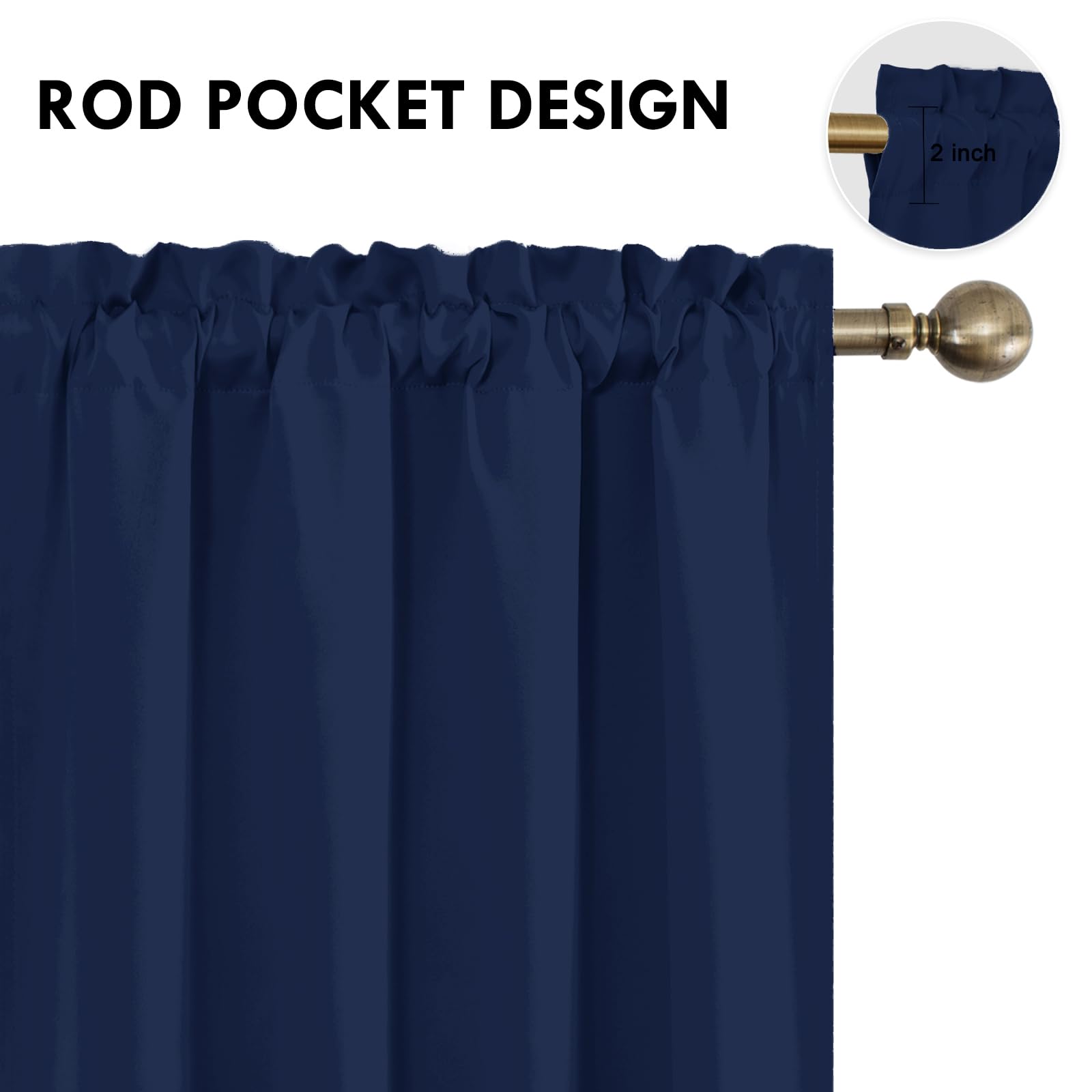 DWCN navy blue curtain panel showcases thermal insulation for year-round comfort