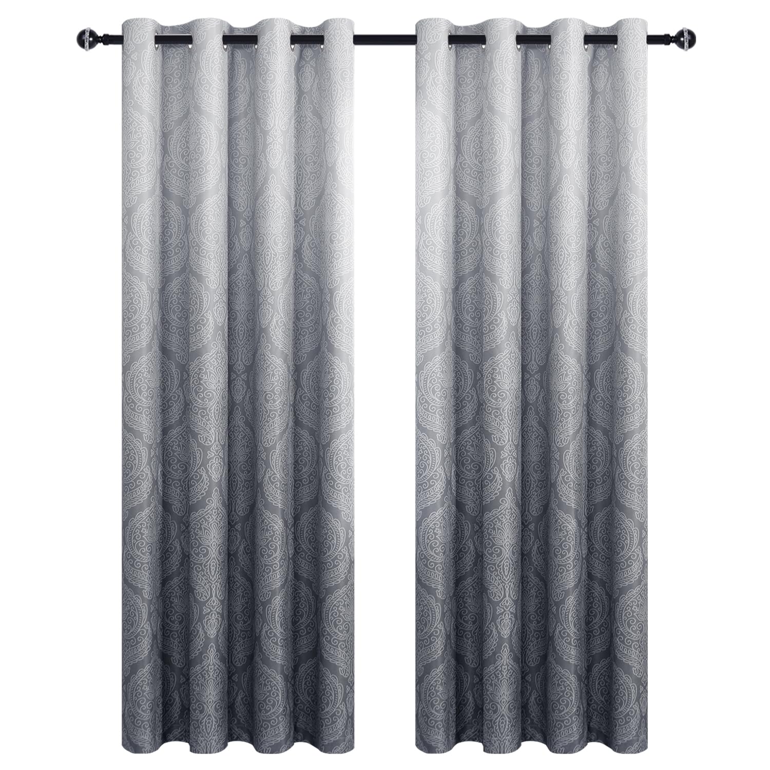 DWCN Ombre blackout curtains colorfast with a vibrant damask pattern.