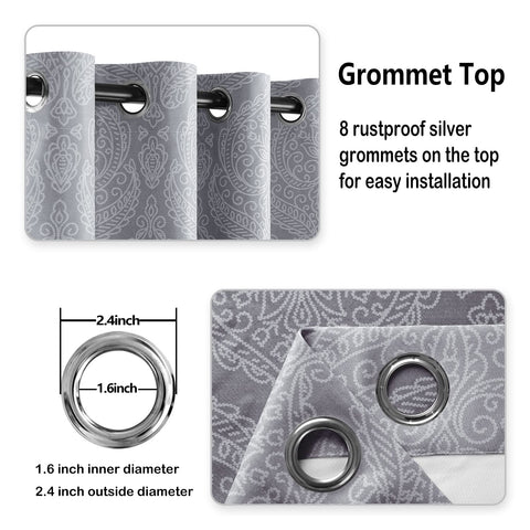 DWCN Ombre blackout curtains feature eight silver grommets for easy installation.
