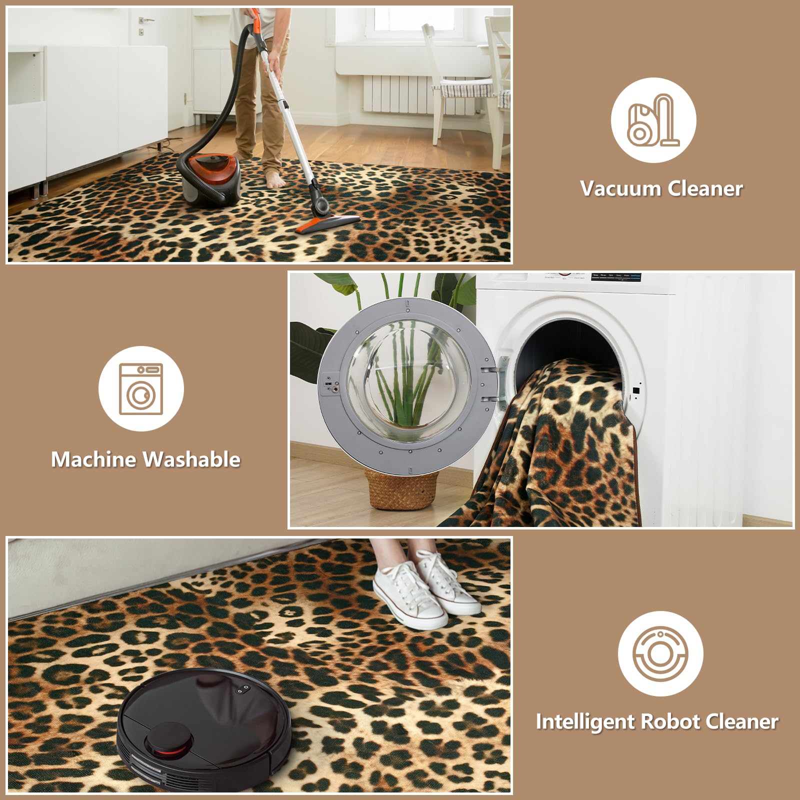 DweIke Leopard Rug designed for busy homes with kids and pets.