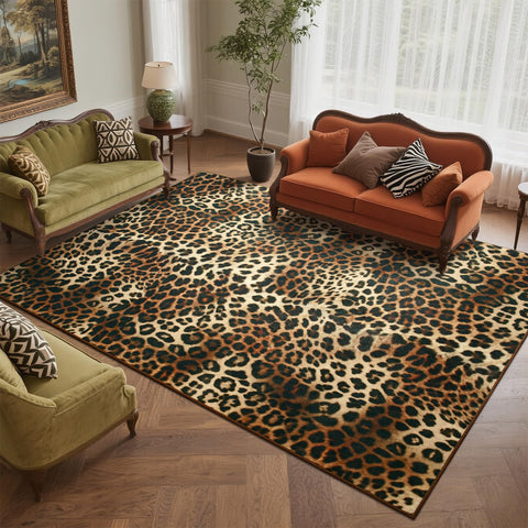 DweIke cheetah print closeup shows plush surface and stain resistance.