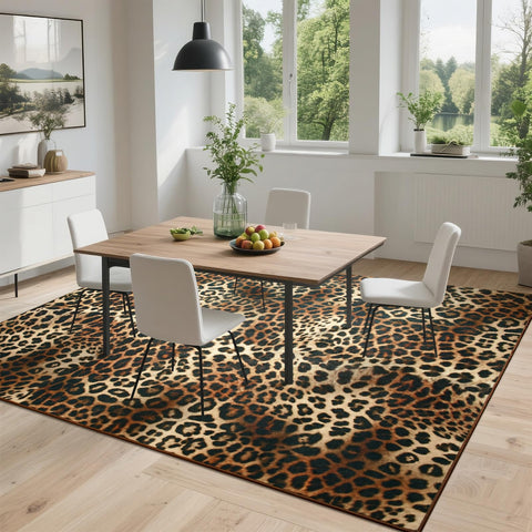 DweIke leopard rug washable cheetah print; easy machine wash and quick refresh.