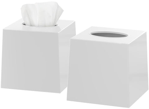 DWËLLZA HOMË white square tissue box cover for sleek bathroom decor
