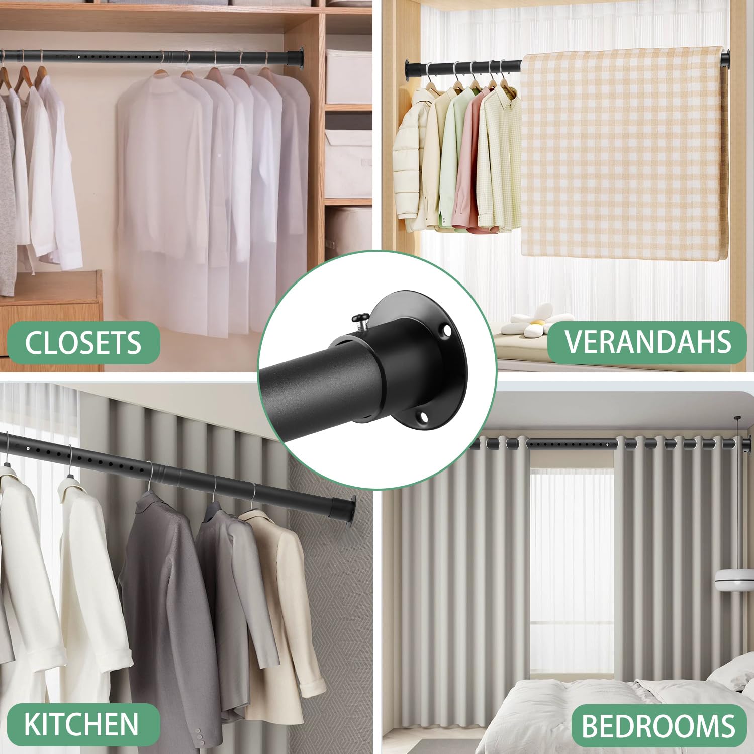 DwelSpire 60-pound capacity rod supports heavier garments with reliable performance.