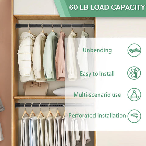 DwelSpire rod installed in a closet shows versatile placement in various rooms.