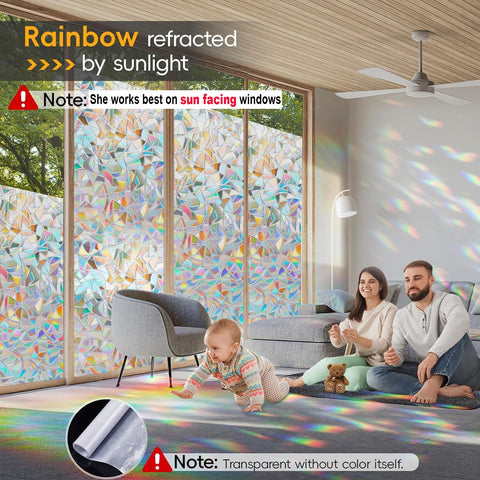 Dwersty 3D-etched rainbow window film adds artistic privacy with shimmering light