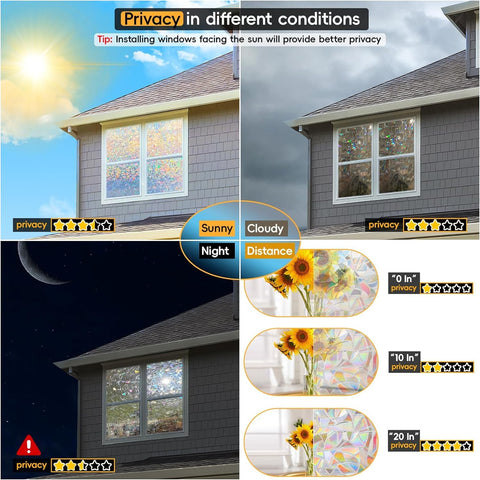 Dwersty Rainbow Window Film adds decorative privacy without heavy installation.