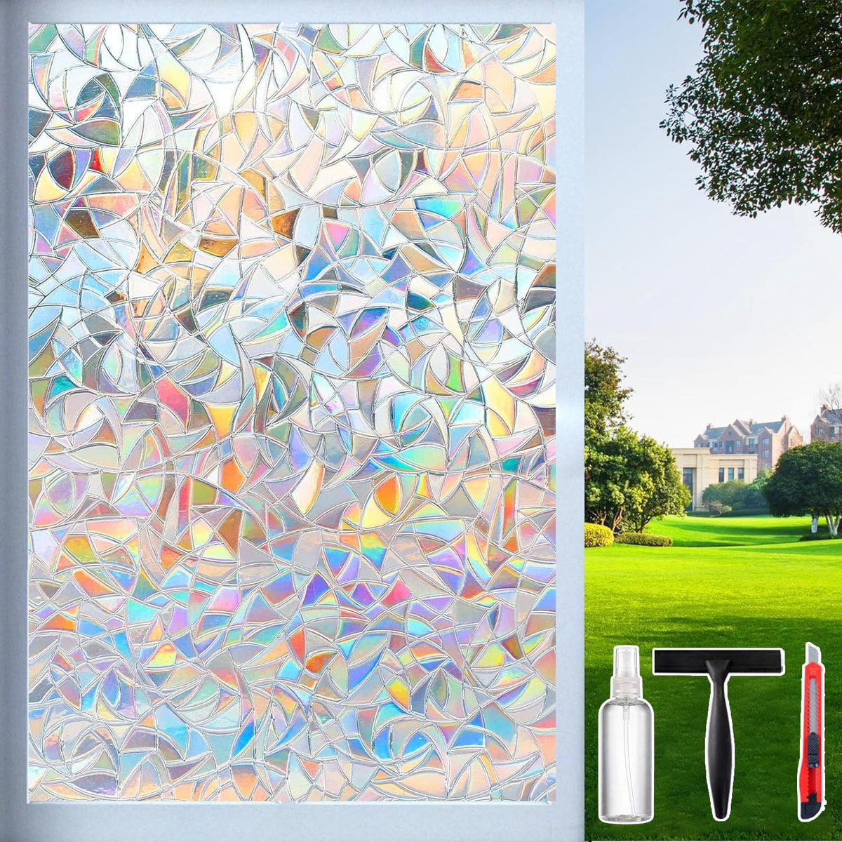 Dwersty rainbow window film decorative colors brighten living rooms with sunlight