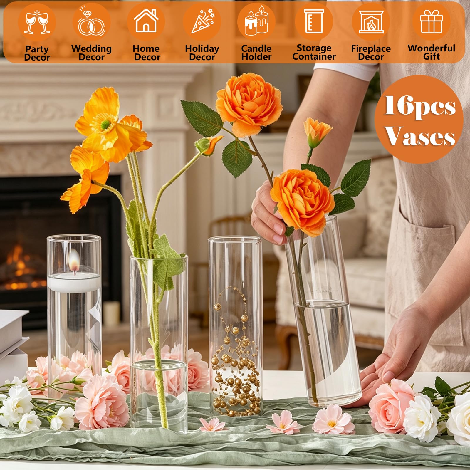 DWLGHT tall clear bud vases ideal for wedding centerpieces and decor accents