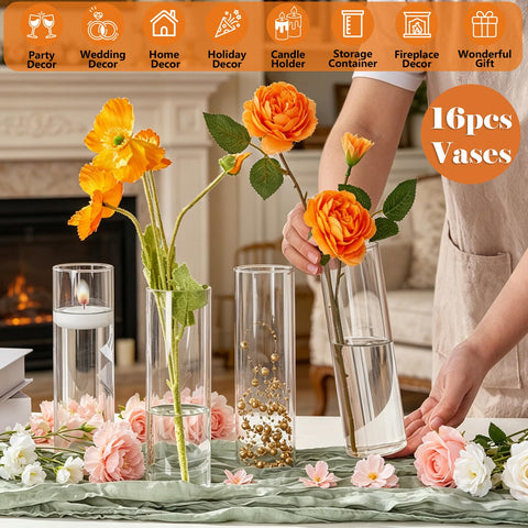 DWLGHT tall clear bud vases ideal for wedding centerpieces and decor accents