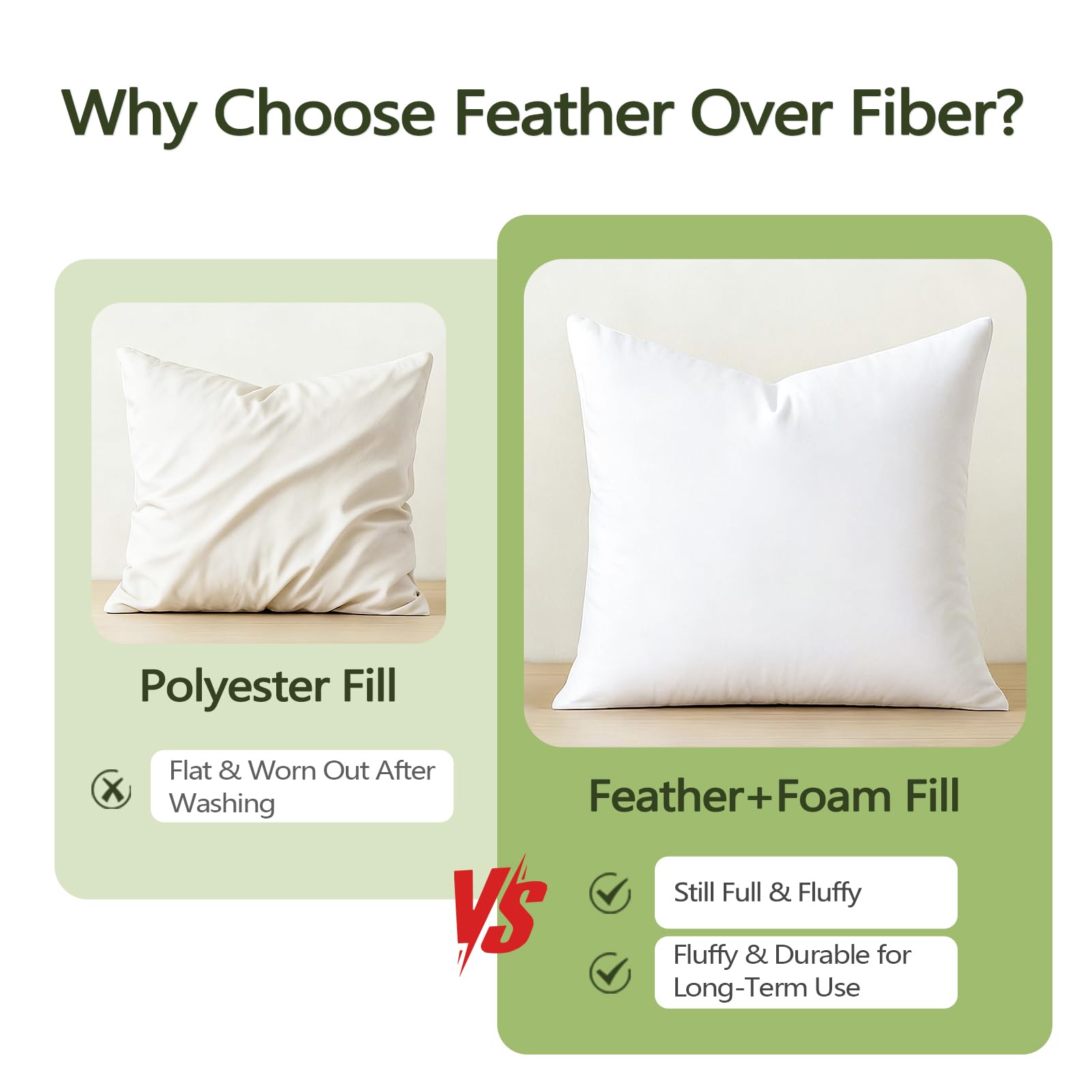DWR 20x20 insert on bed setup delivering a fluffy, inviting decorative accent.