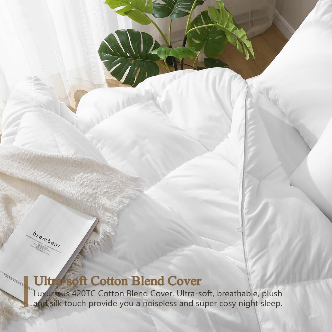 DWR comforter with eight corner loops to secure duvet cover