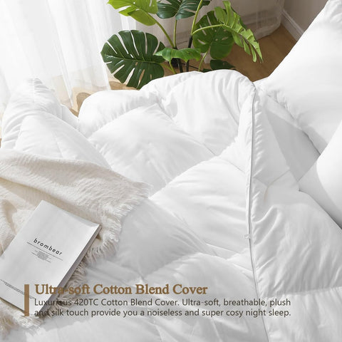 DWR comforter with eight corner loops to secure duvet cover