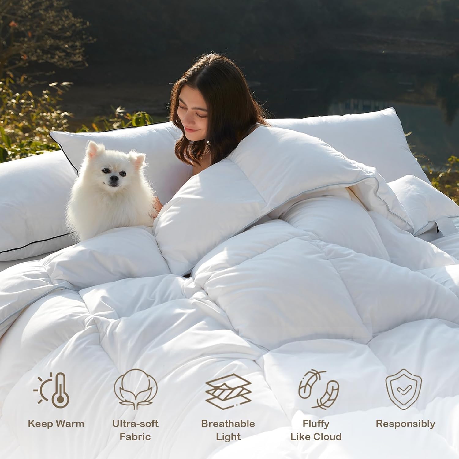 DWR oversized king comforter with plush loft for warmth