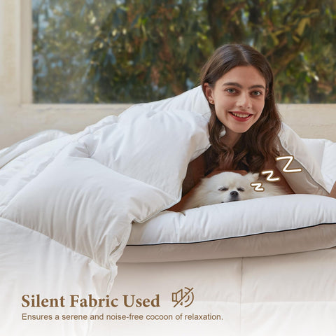 DWR comforter with silver piping for durable finish