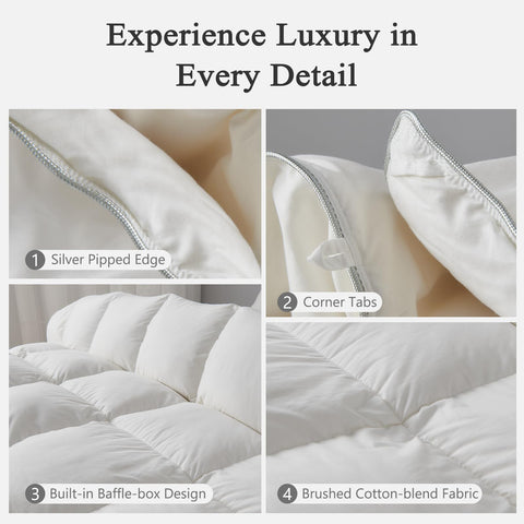 DWR white sateen finish detail adds a luxurious sheen.