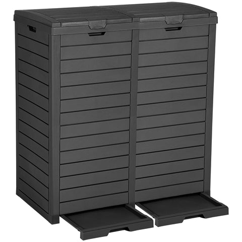 DWVO 76-gallon outdoor trash bin with dual lid for easy waste disposal