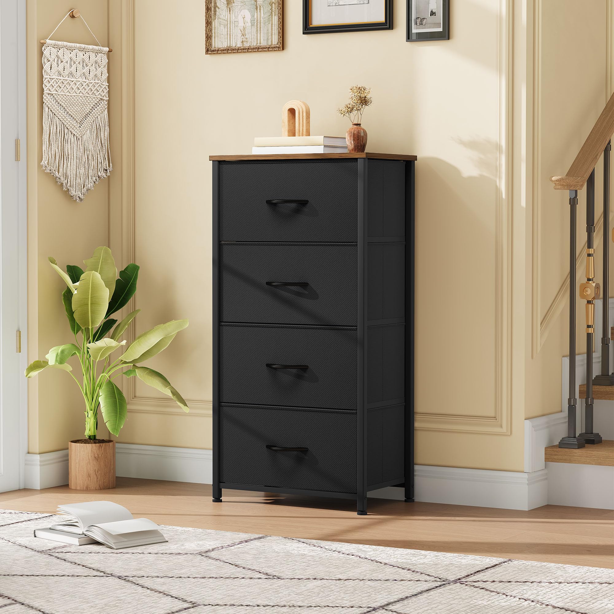 DWVO dresser fabric drawer closeup highlighting removable fabric drawers