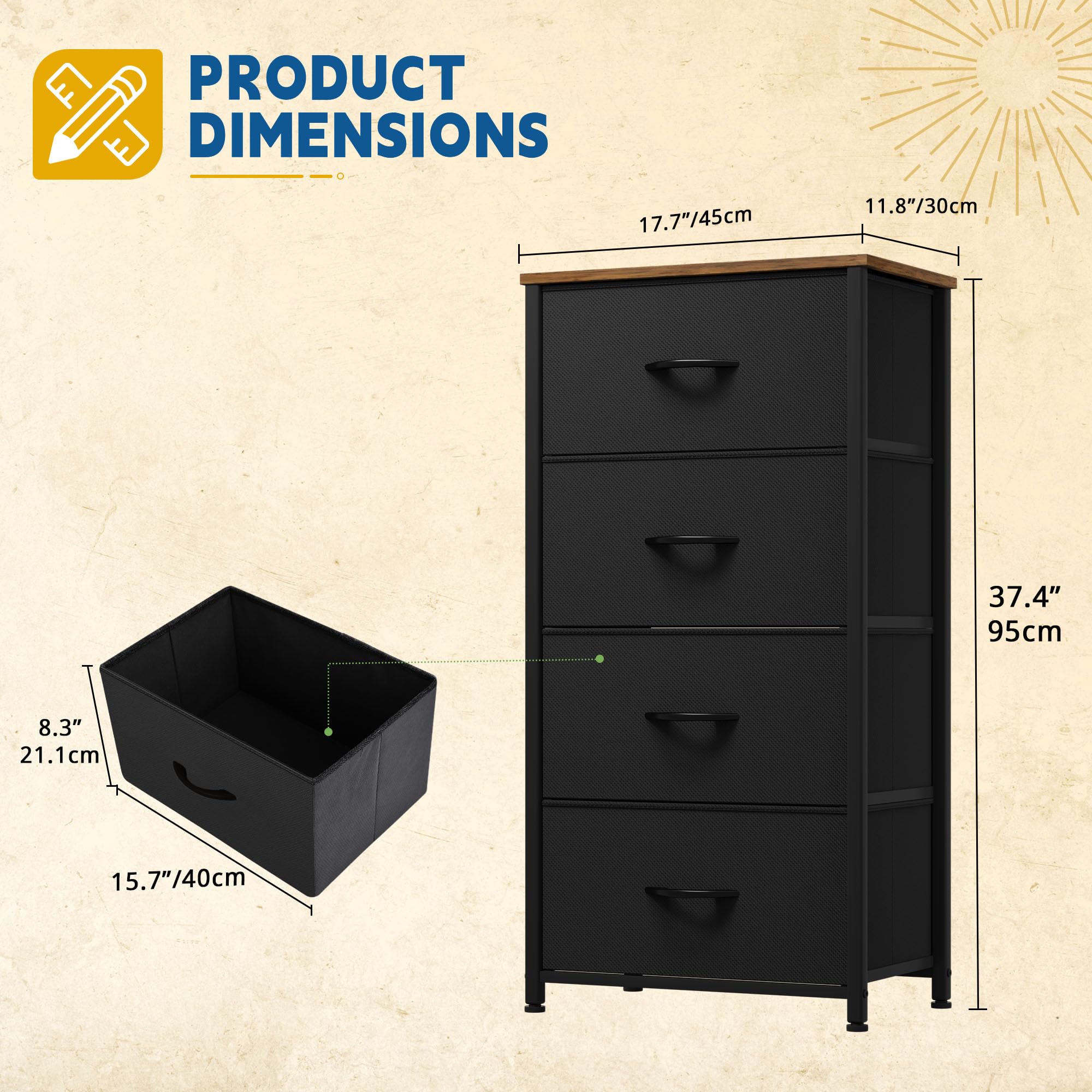 DWVO dresser wooden top adds stable surface for decor and accessories