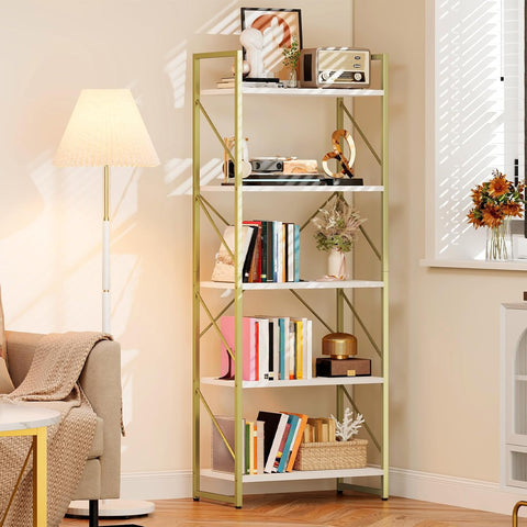 DWVO Gold Bookshelf arrives with easy assembly and complete accessories