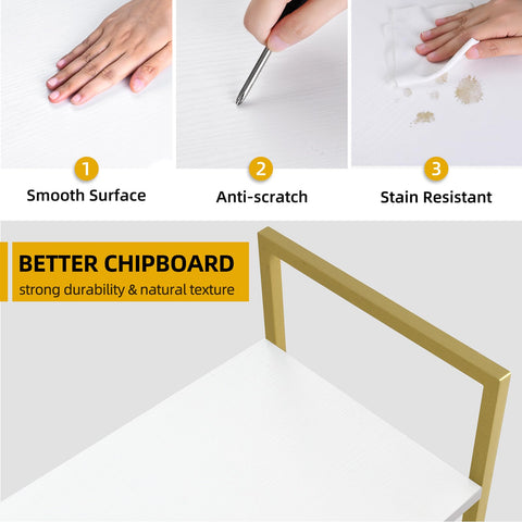 DWVO Gold Bookshelf sturdy construction with powder-coated frame supports long-term use