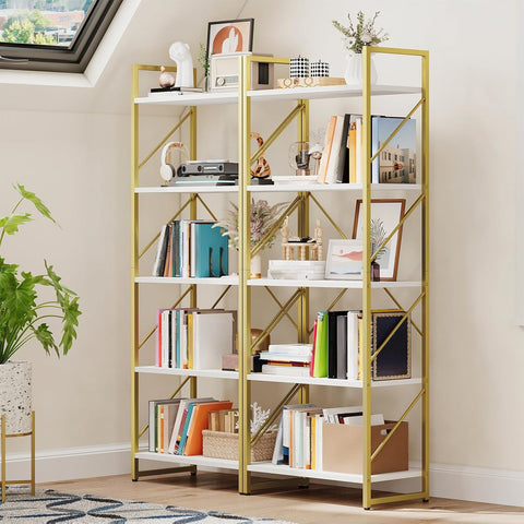 DWVO Gold Bookshelf gold-frame design enhances modern interiors for versatile decor display