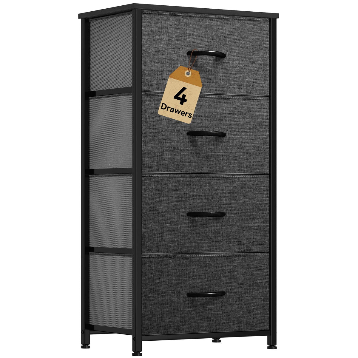 DWVO storage tower with four drawers and wooden top ideal for bedroom organization