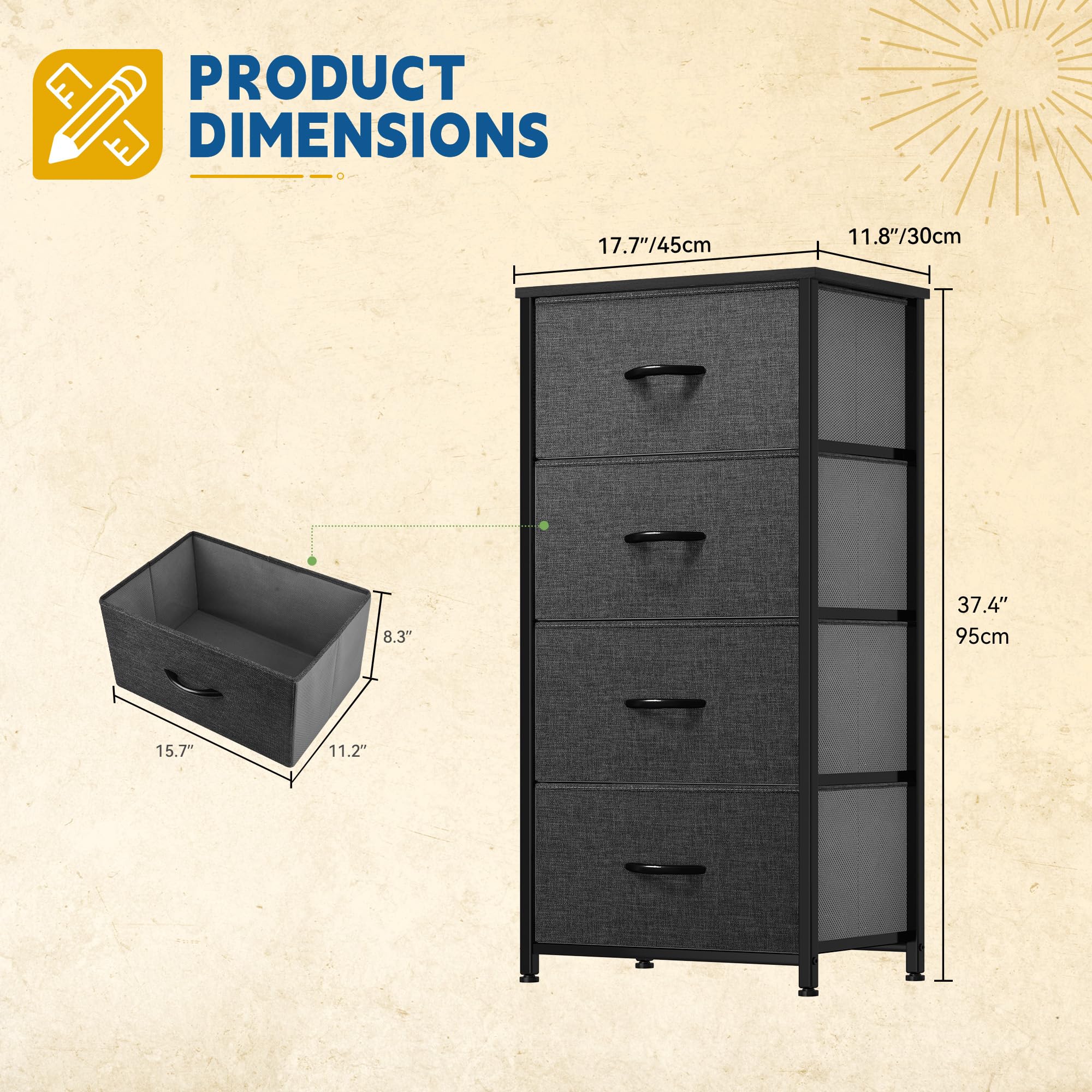 DWVO wooden top provides a durable surface for decor and everyday items