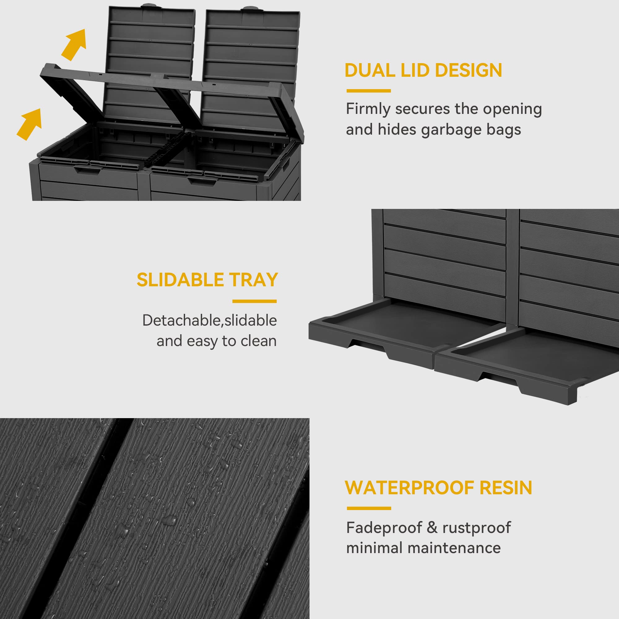 DWVO undivided interior maximizes waste storage capacity