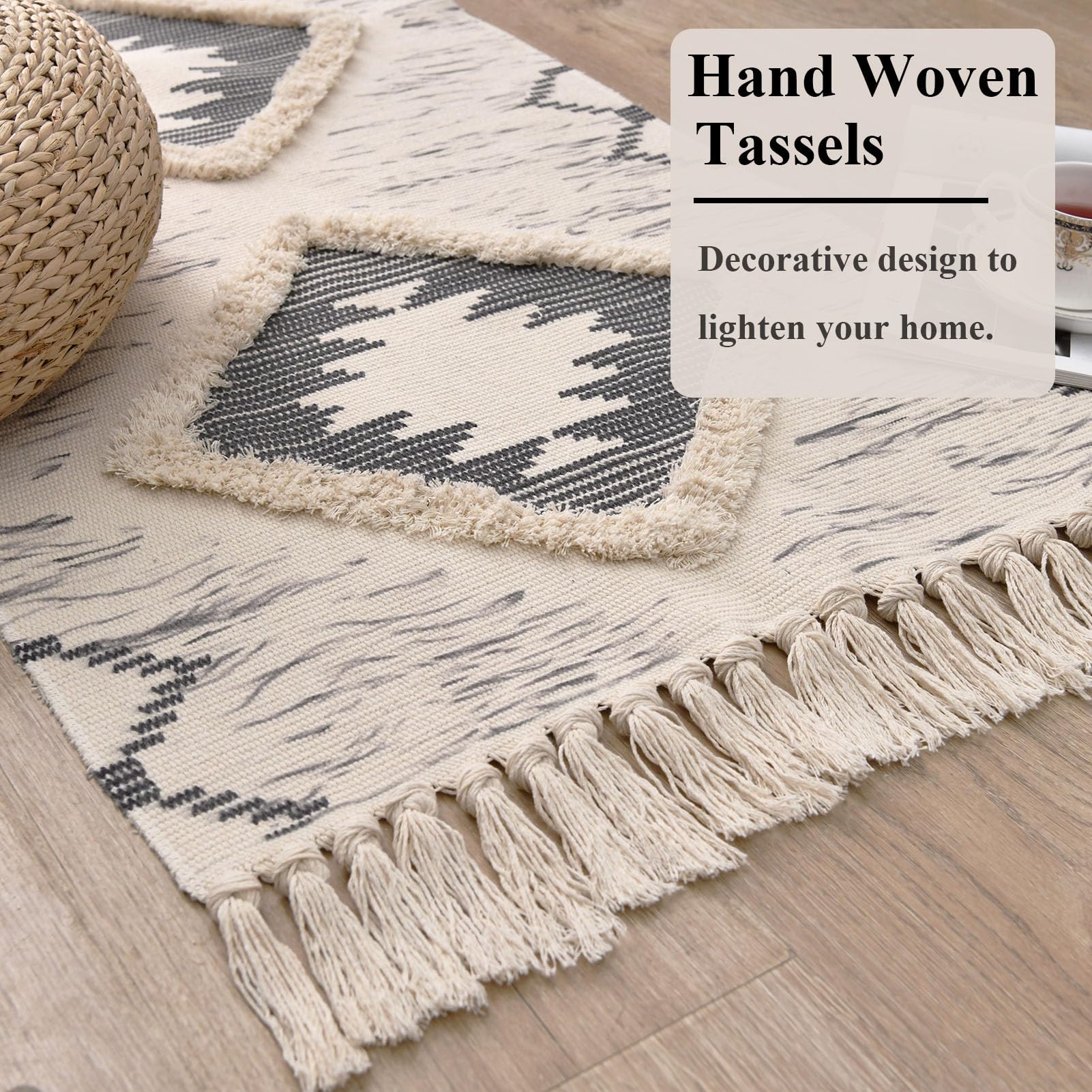 DXGJOKR Boho Runner Rug 2x6 gray easy care for cleaning.