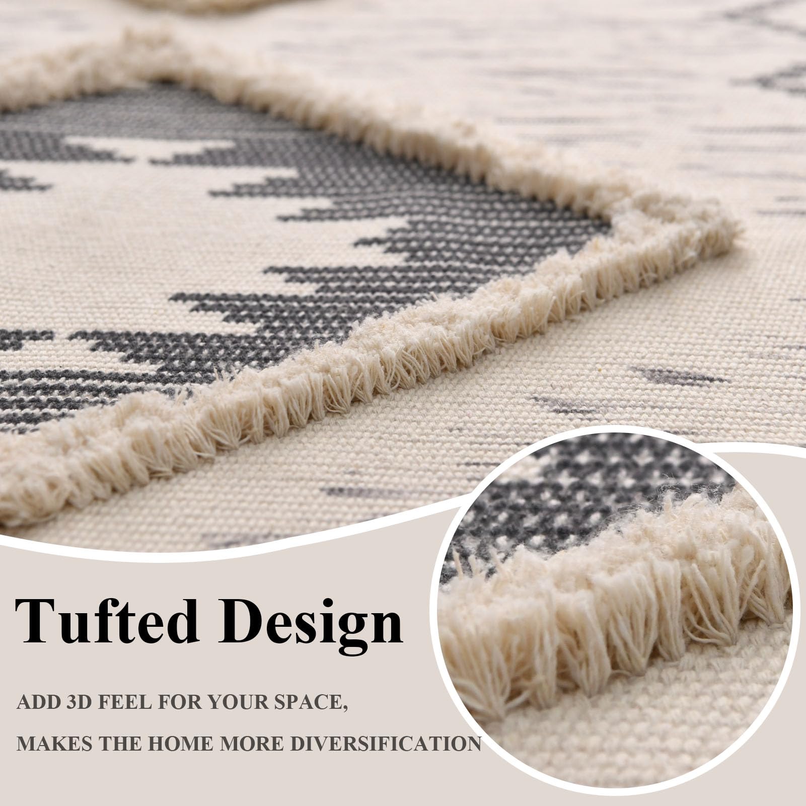 DXGJOKR Boho Runner Rug 2x6 gray eco-friendly dye resists fading.