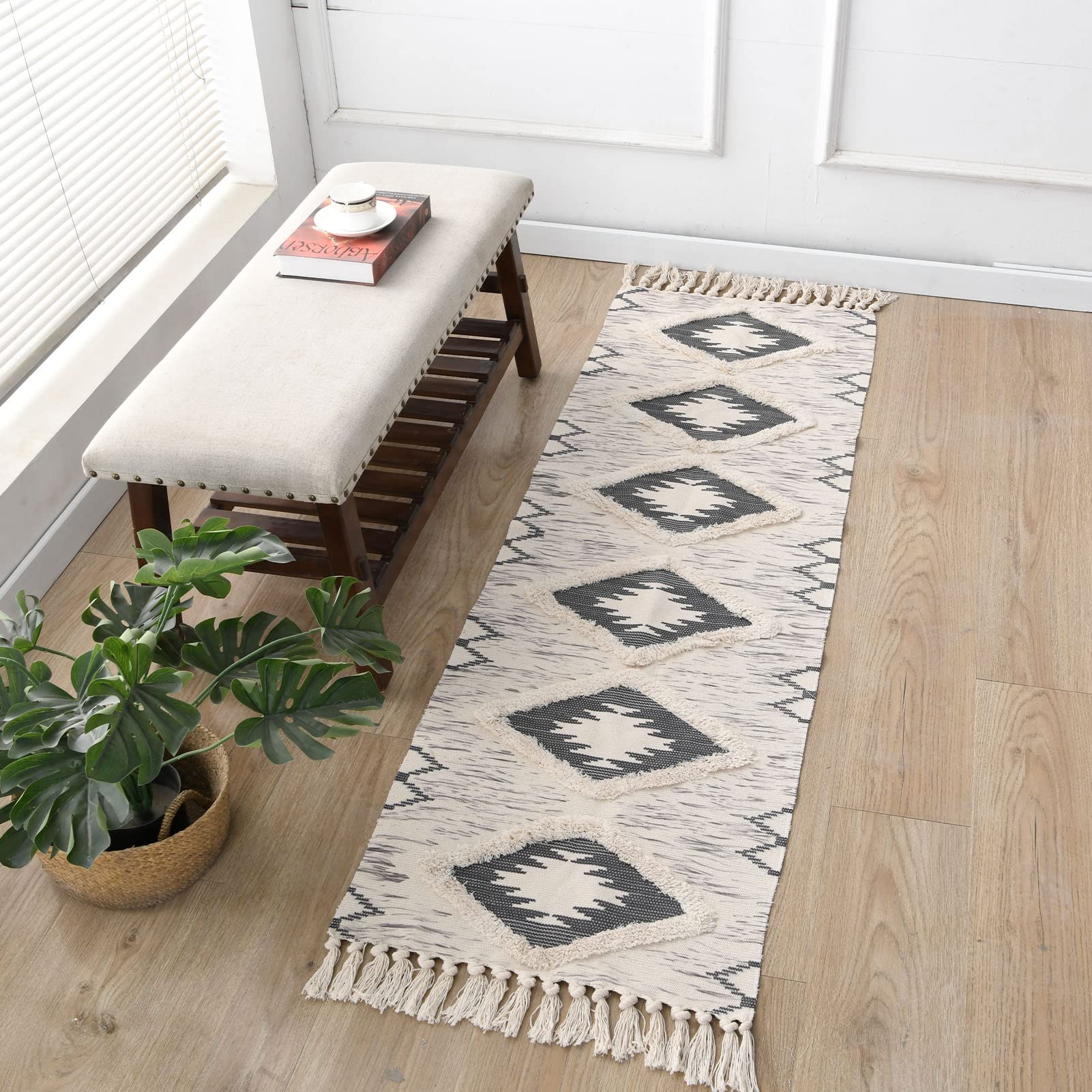 DXGJOKR Boho Runner Rug 2x6 gray kitchen hallway use.