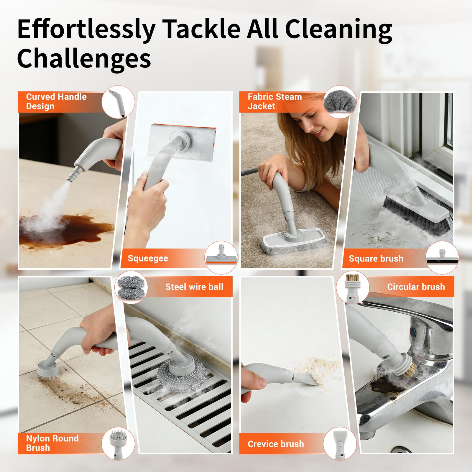 Dyfilmo 9-piece accessory kit covers grout, upholstery, and more.