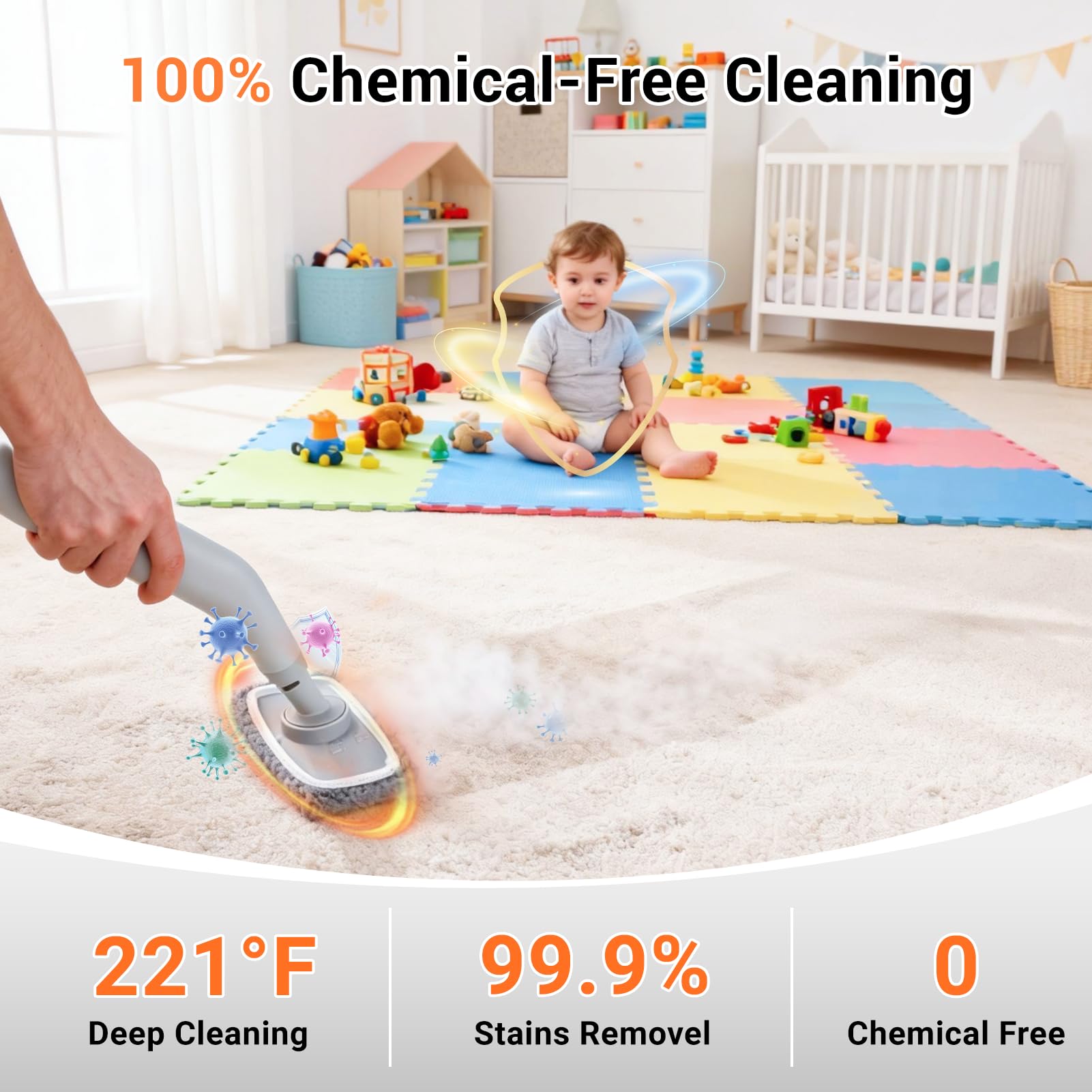 Versatile handheld steamer for daily quick cleans and detailed work.
