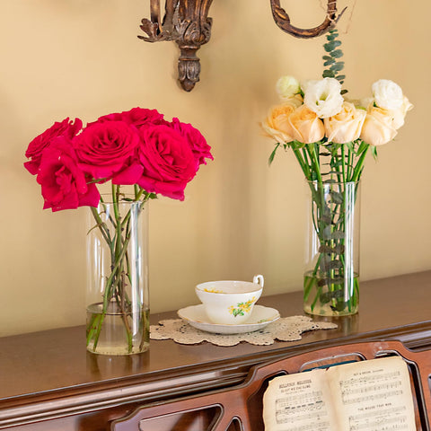 DYMFADFB borosilicate glass vases offer sturdy, clear construction with smooth rim