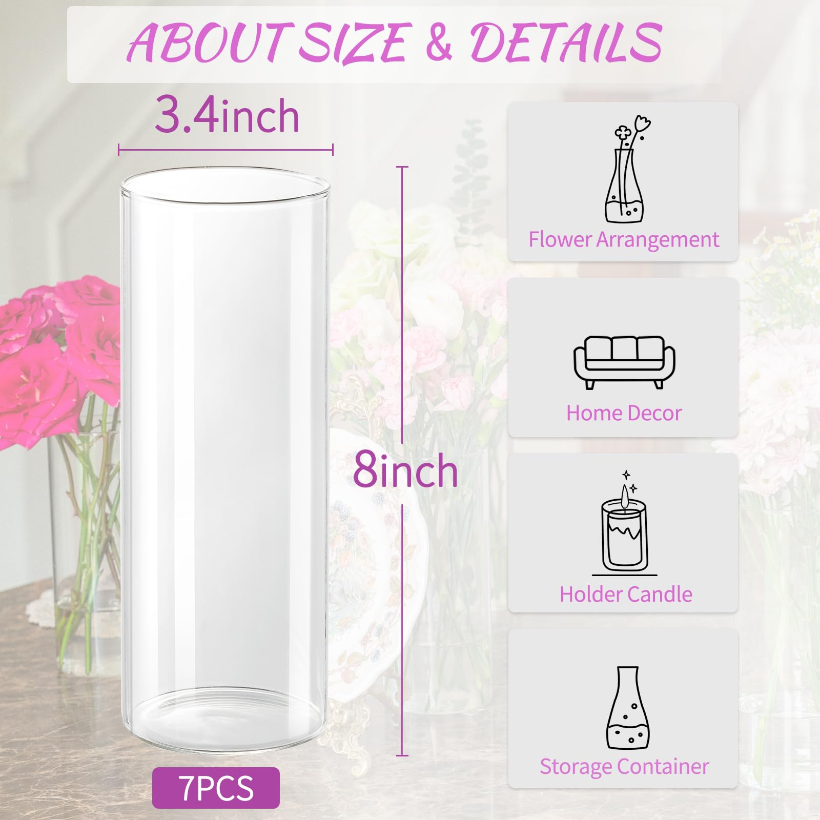 DYMFADFB clear glass vase set enhances floral arrangements with crystal transparency