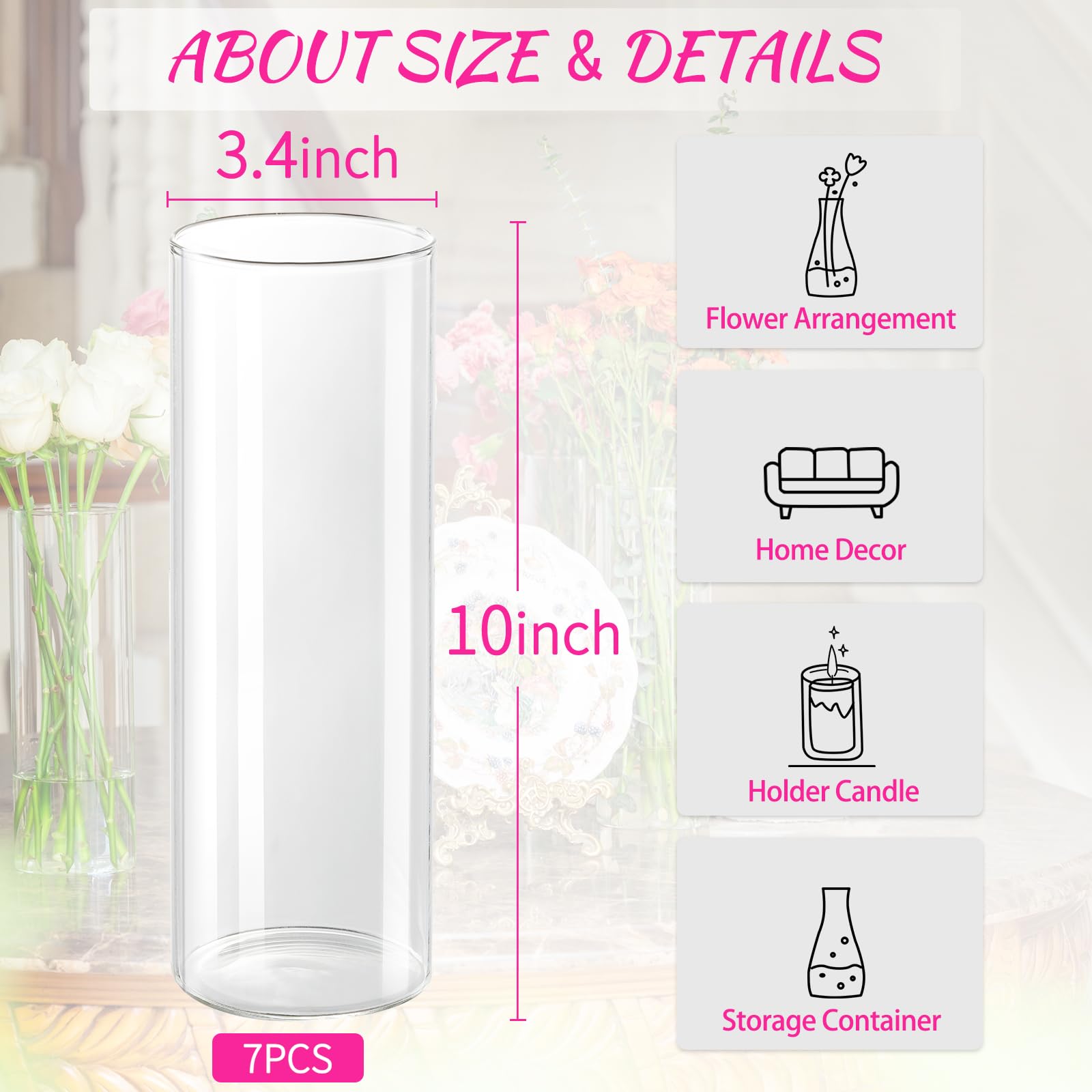 DYMFADFB tall clear vases highlight floral arrangements with clarity