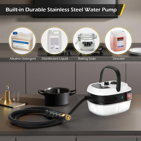 Dyna-Living steam cleaner attachment bundle includes brushes and nozzles.