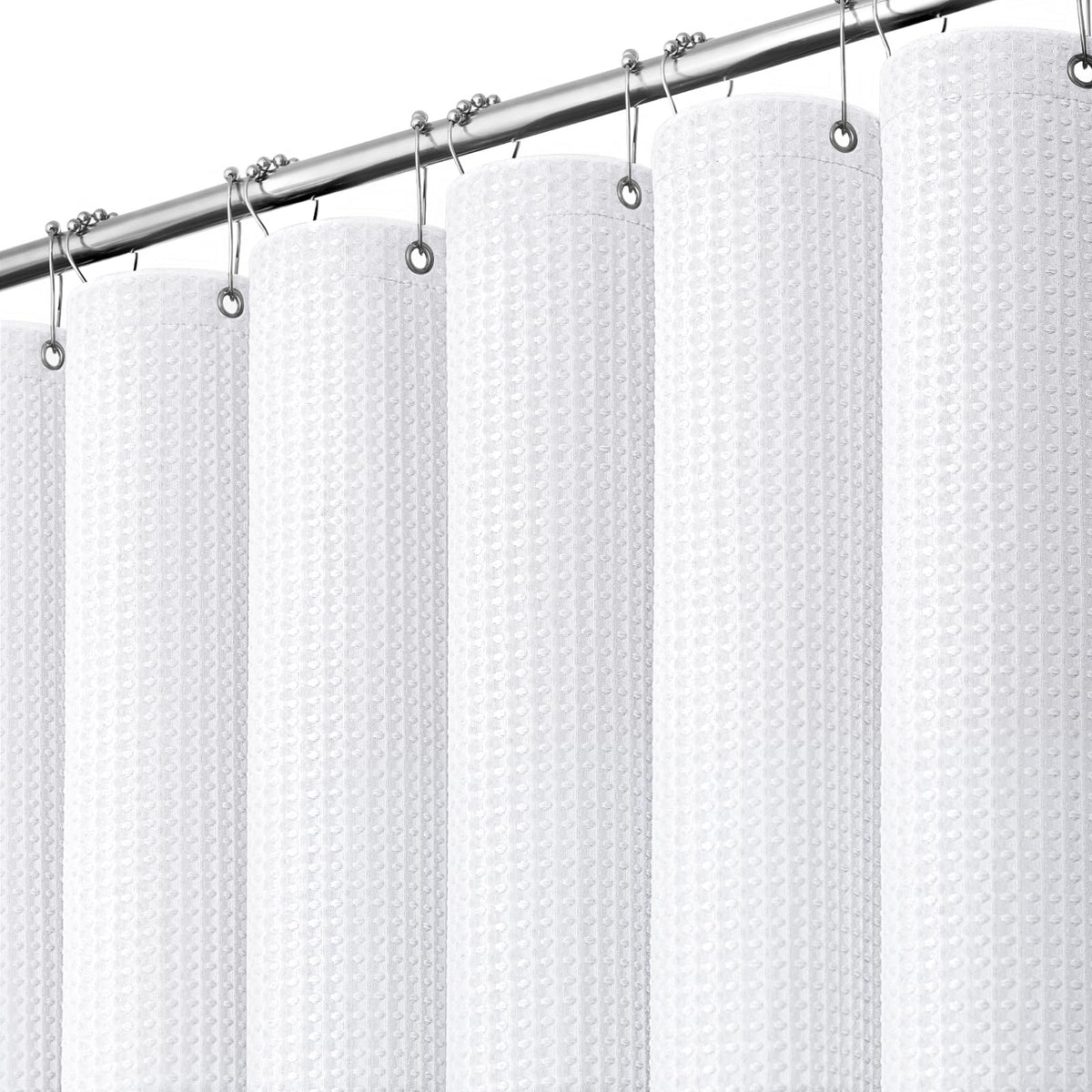 Dynamene 60-inch stall shower curtain in 60x72 showing durable privacy-focused fabric