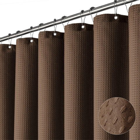 Dynamene brown waffle weave shower curtain for elegant privacy